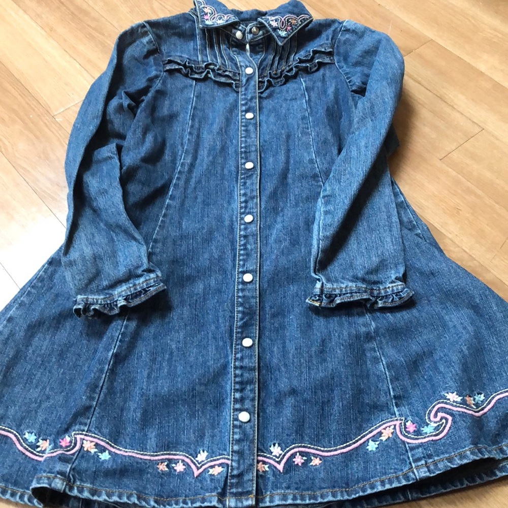 Ruffly embroidered denim dress Gymboree size 7